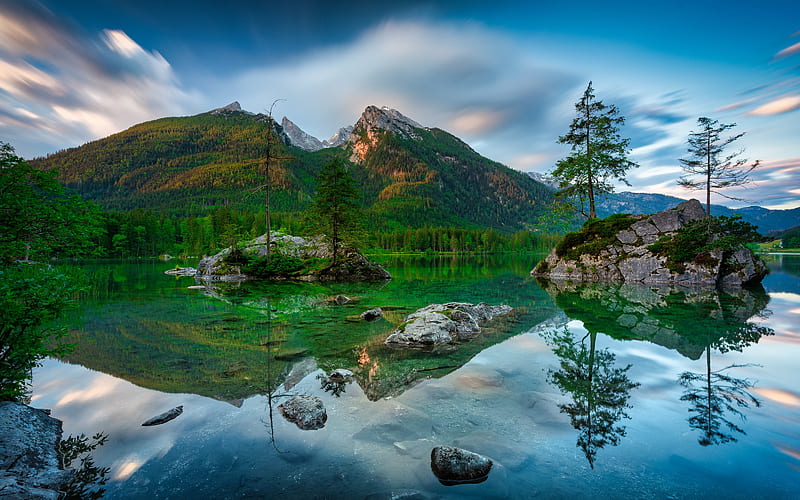 Lakes, Lake, Greenery, Mountain, Nature, Reflection, Rock, HD wallpaper