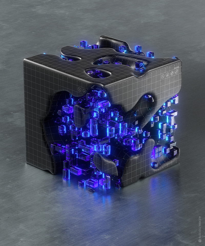 cube, distortion, elements, fragments, volume, HD phone wallpaper