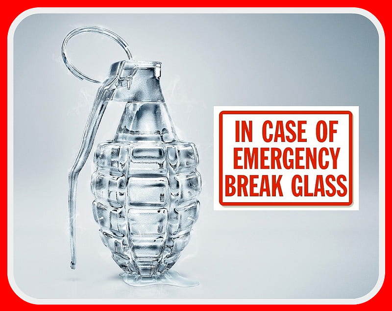 In Case Of Emergency, glass, grenade, emergency, abstract, humour, artwork, HD wallpaper
