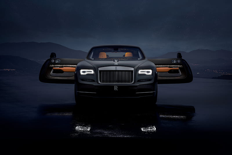 Rolls Royce, black, britain, england, luxury, wraith, HD wallpaper