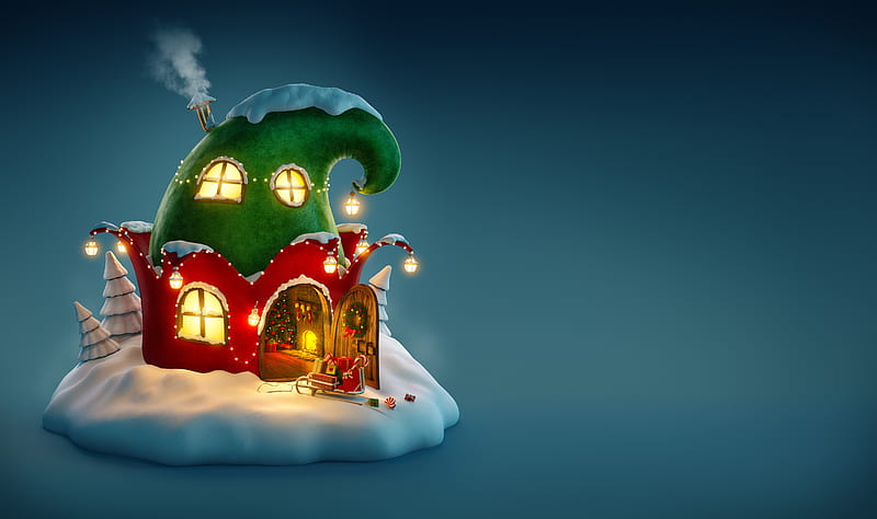 Christmas Fairy House , christmas, holidays, celebrations, HD wallpaper