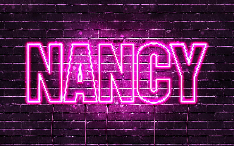 Nancy with names, female names, Nancy name, purple neon lights, Happy Birtay Nancy, with Nancy name, HD wallpaper