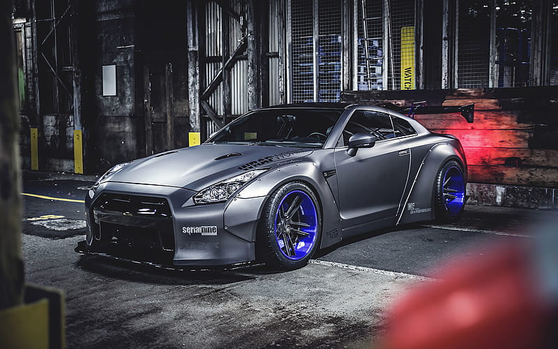 Nissan GT-R, R35, factory, Liberty Walk, tuning, supercars, silver GT-R ...