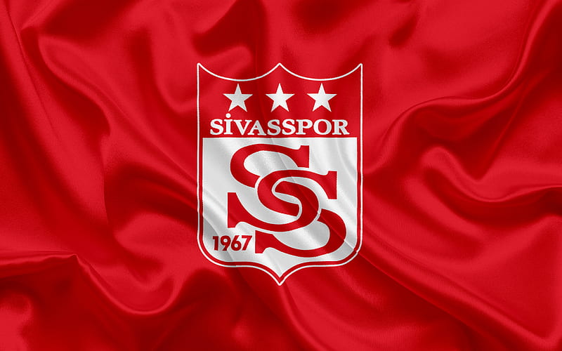 Sivasspor, Turkish football club, emblem, Sivasspor logo, purple silk flag, Sivas, Turkey, Turkish Football Championship, HD wallpaper