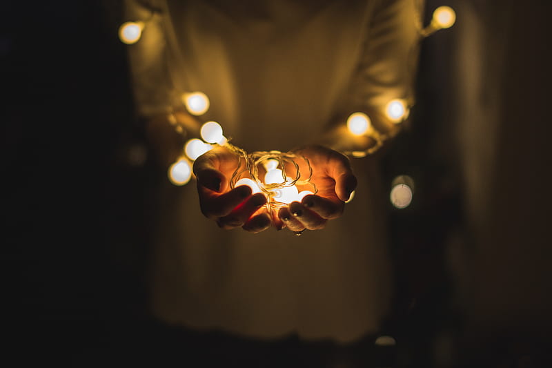 person holding string lights, HD wallpaper