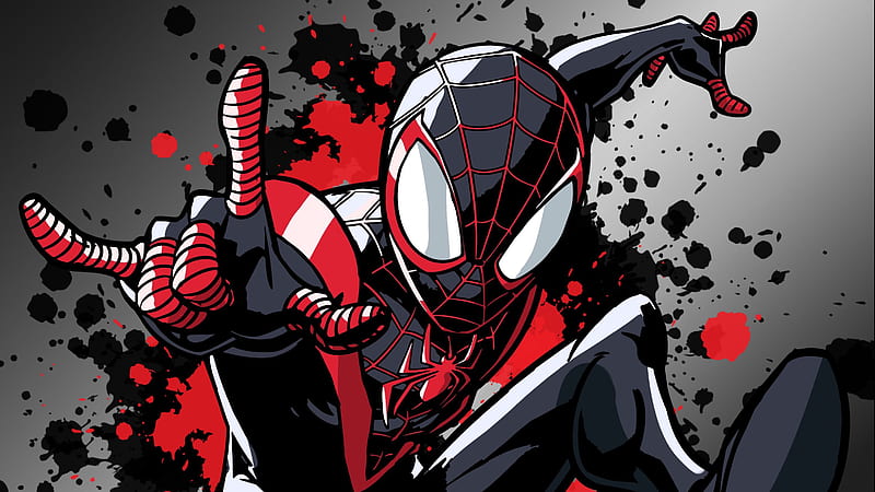 Miles Morales Spider Man , spiderman-into-the-spider-verse, spiderman, superheroes, artwork, artist, digital-art, HD wallpaper
