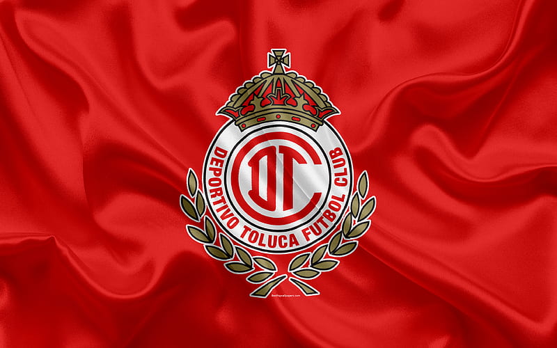 Toluca FC Mexican Football Club, emblem, logo, sign, football, Primera Division, Mexico Football Championships, Toluca de Lerdo, Mexico, silk flag, HD wallpaper