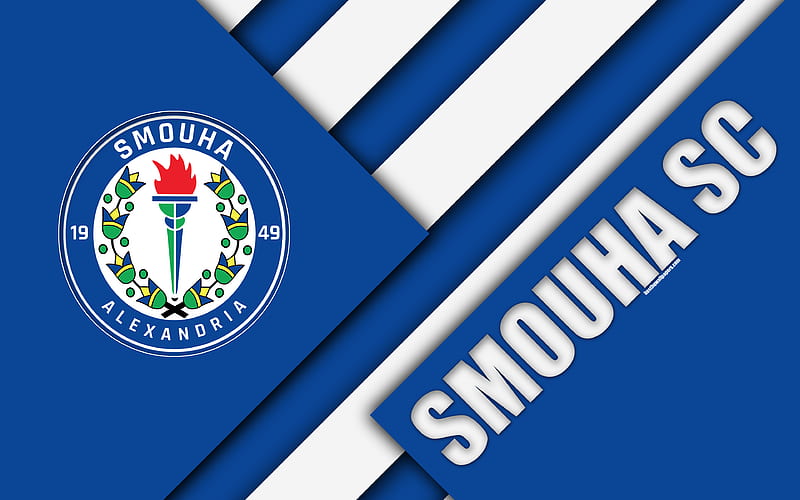 Smouha SC, Egyptian football club logo, material design, blue white abstraction, Alexandria, Egypt, football, Etisalat Egyptian Premier League, HD wallpaper