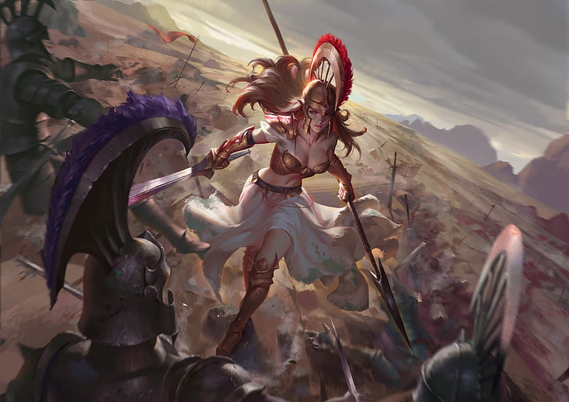 Athena, goddess, fantasy, warrior, luminos, girl, chen gang, HD wallpaper |  Peakpx