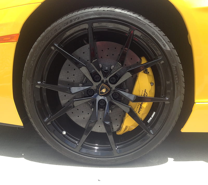 Aventador Rims, lamborghini, lamborghini aventador, yellow, HD