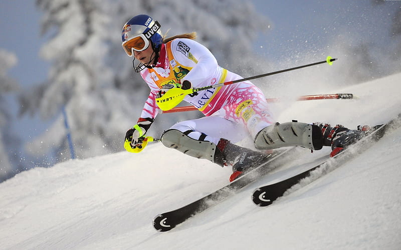 lindsey vonn skiing descent stick snow-Sports, HD wallpaper