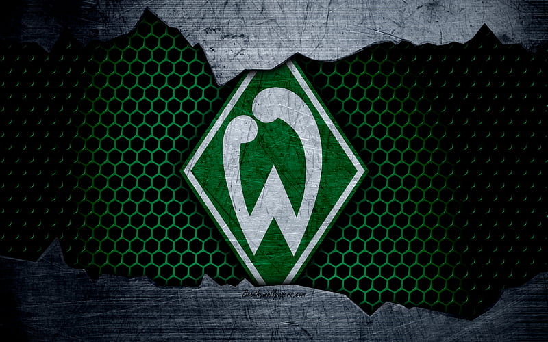 Werder Bremen logo, Bundesliga, metal texture, soccer, FC Werder Bremen, football, HD wallpaper