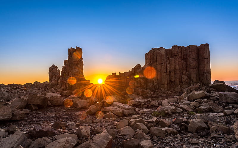 Bombo Headland Quarry sunset, australian landmarks, desert, Australia, HD wallpaper