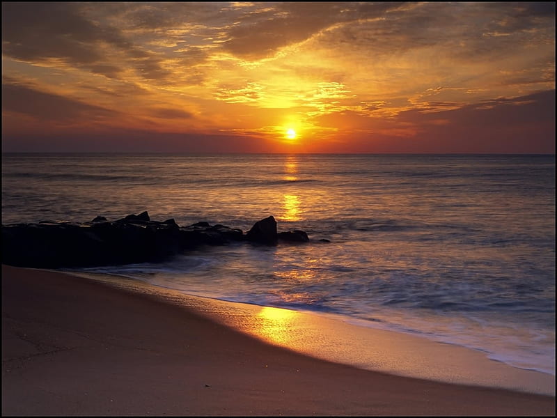 Ocean City Maryland, skies beach, ocean, sunset, boardwalk, HD wallpaper