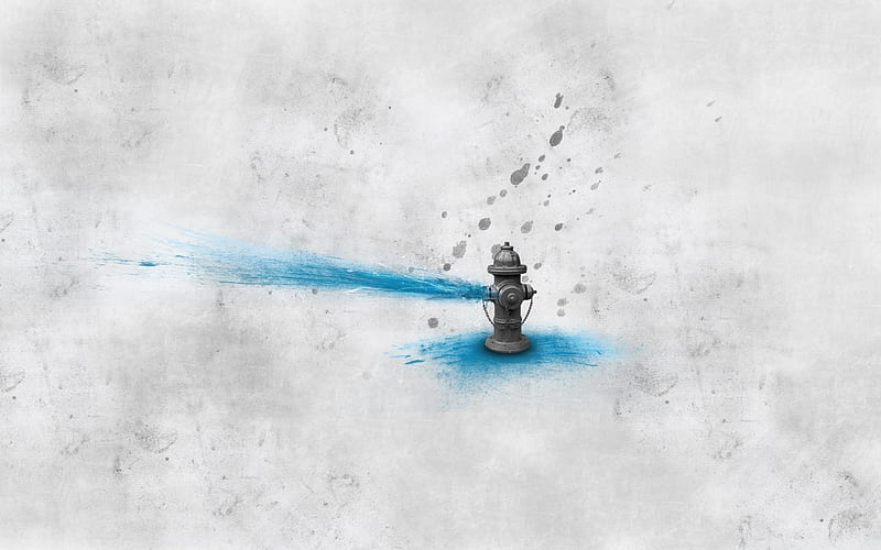 minimalism, Digital Art, Artwork, Water, Pipes, Splashes, Dirt, White Background, Fire Hydrants / and Mobile Background, HD wallpaper