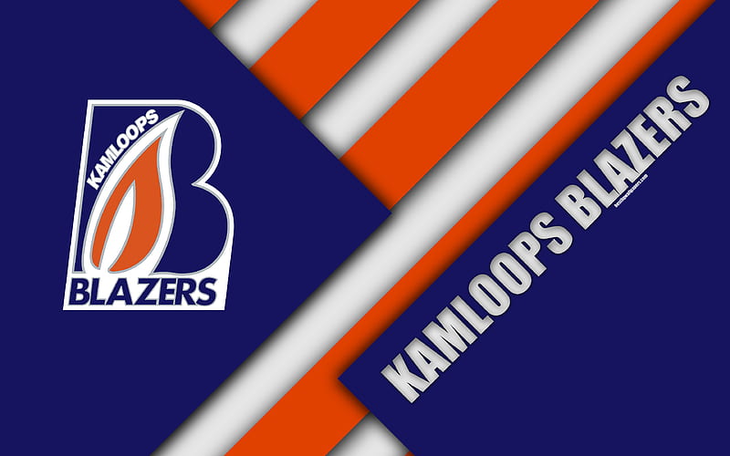 Kamloops Blazers, WHL Canadian Hockey Club, material design, logo, blue orange abstraction, Kamloops, British Columbia, Canada, Western Hockey League, HD wallpaper