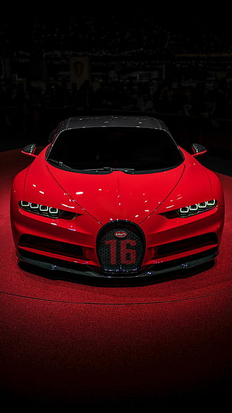 Red Chiron Sport, bugatti, car, hypercar, supercar sports, carbon, new, HD phone wallpaper
