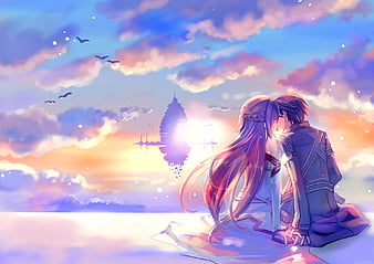 Kissing anime characters HD wallpaper