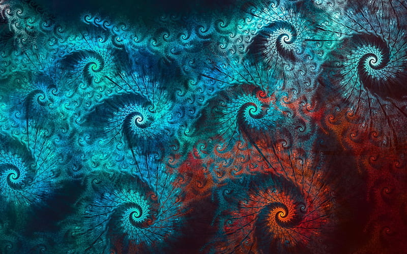 fractals, art, spiral, ornaments, patterns, HD wallpaper