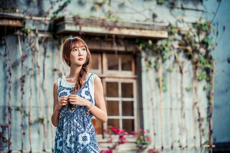 Women Asian Braid Brunette Depth Of Field Dress Girl Model Woman Hd Wallpaper Peakpx 