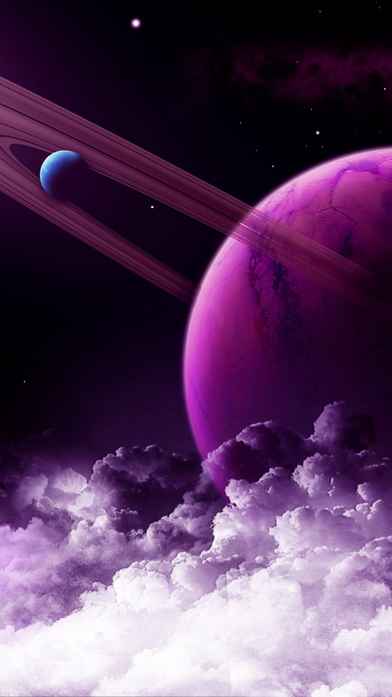 Jupiter planet , space, clouds, purple, ring, universe, HD phone wallpaper