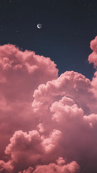 Aesthetic, sky, cloud, clouds, stars, fondo aesthetic, fondo de pantalla luna, night, HD phone wallpaper
