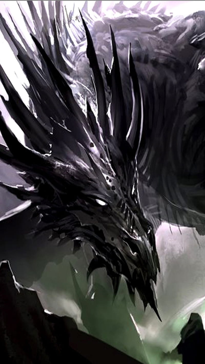Black Dragon ice, black dragon, art, animation, HD phone wallpaper | Peakpx