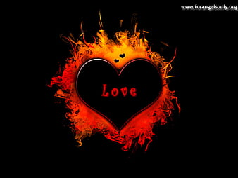 A Flame Burning Heart Shape Black Background PNG Images | PNG Free Download  - Pikbest