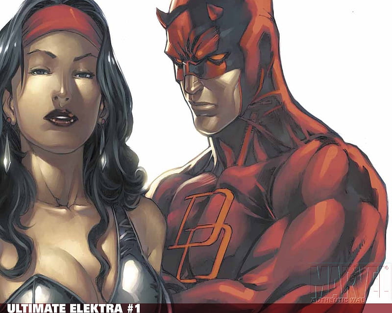Daredevil & Elektra, elektra, comic, fantasy, daredevil, HD wallpaper