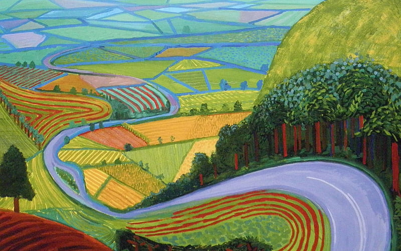 blu road, david hockney, british artist, HD wallpaper