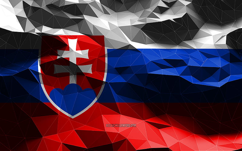 Slovak flag, low poly art, European countries, national symbols, Flag of Slovakia, 3D flags, Slovakia flag, Slovakia, Europe, Slovakia 3D flag, HD wallpaper