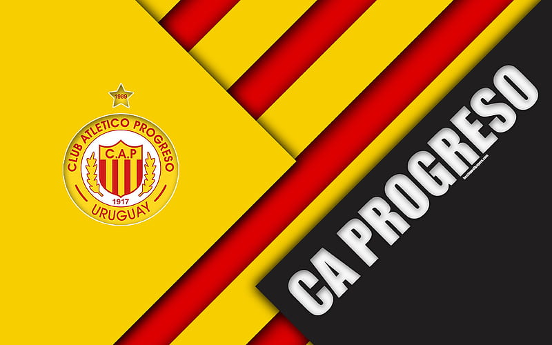 CA Progreso Uruguayan football club, logo, material design, red yellow abstraction, emblem, Uruguayan Primera Division, Montevideo, Uruguay, football, Club Atletico Progreso, HD wallpaper