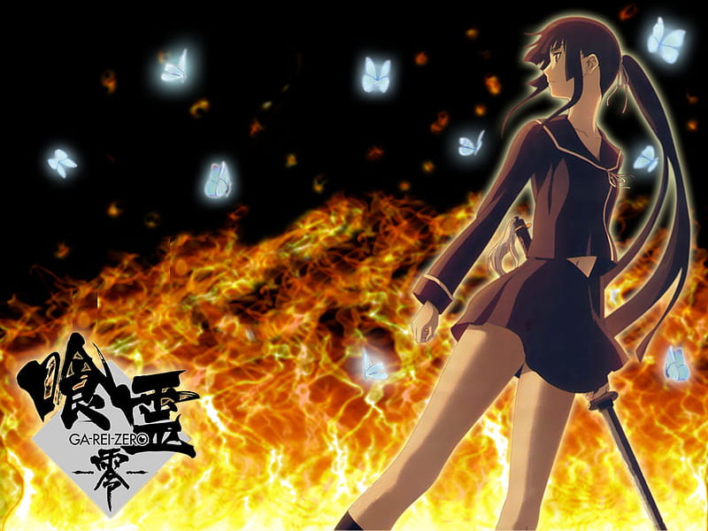 Ga Rei Zero Fire Flames Girl Yomi Isayama Anime Sword Hd Wallpaper Peakpx