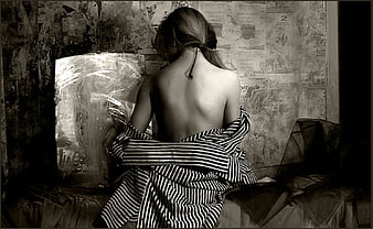 Lonely One, sensual, pretty, black and white, bonito, woman, elegant,  women, HD wallpaper | Peakpx