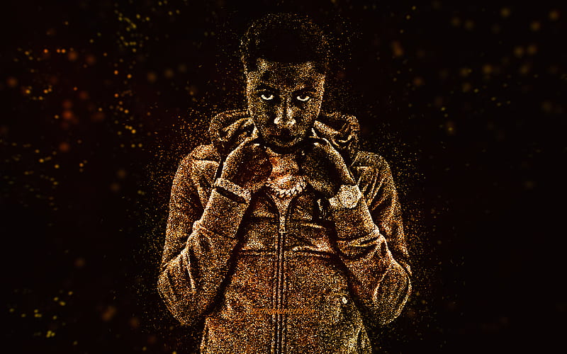 YoungBoy Never Broke Again, yellow glitter art, black background, American rapper, YoungBoy Never Broke Again art, YoungBoy art, Kentrell DeSean Gaulden, NBA YoungBoy, HD wallpaper