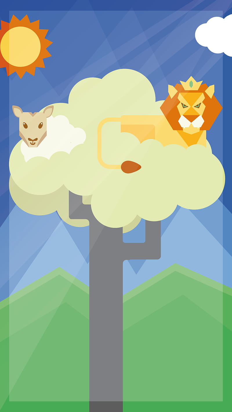 Lamb and Lion, animals, nature, spring, weather, lamb, HD phone wallpaper