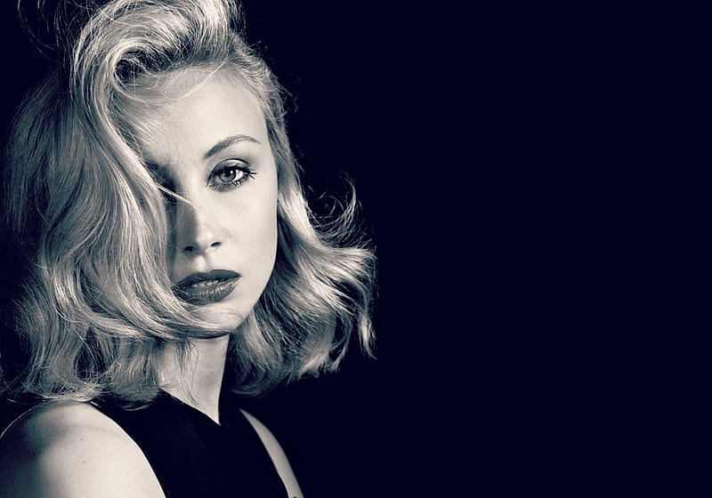 Sarah Gadon, black, blonde, woman, girl, bw, actress, face, white, HD wallpaper