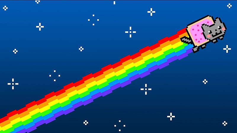 Nyan Cat, cute, rainbows, kitty, cats, HD wallpaper