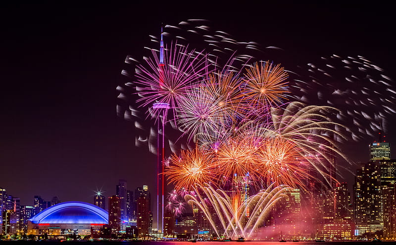 Fireworks Toronto Ultra, Holidays, New Year, Fireworks, Canada, Spectacular, Skyline, Celebration, ontario, Toronto, canon, Downtown, Exploding, canoneos5dmarkiii, newyear, 5dmkiii, canoneos5dmark3, dorothy5dmkiii, torontoisland, ceanada, HD wallpaper