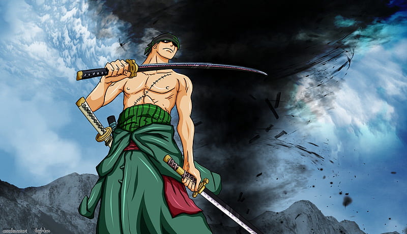 prompthunt: zoro from one piece cutting the world in half with his 3 sword  style, anime, 4k