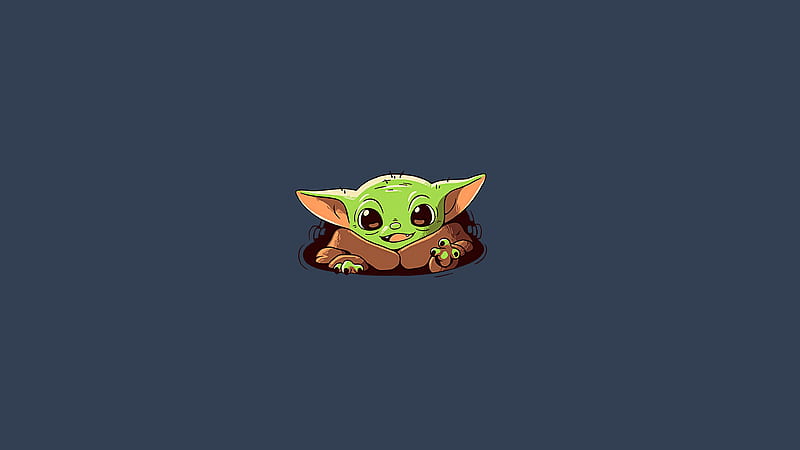 baby yoda green baby yoda animation with background of blue movies, HD wallpaper