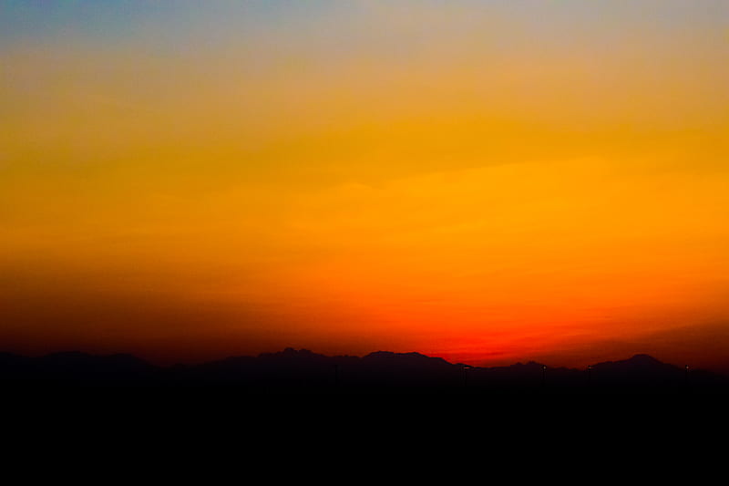 THE sunset, amoled, black, dark, nature, novaile, orange, simple, HD wallpaper