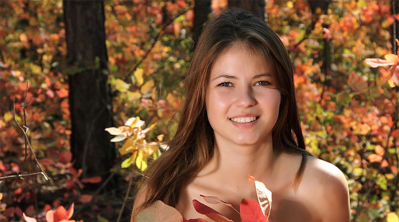 4k Free Download Mild Autumn Model Jenna Kseniya Brunette Smile