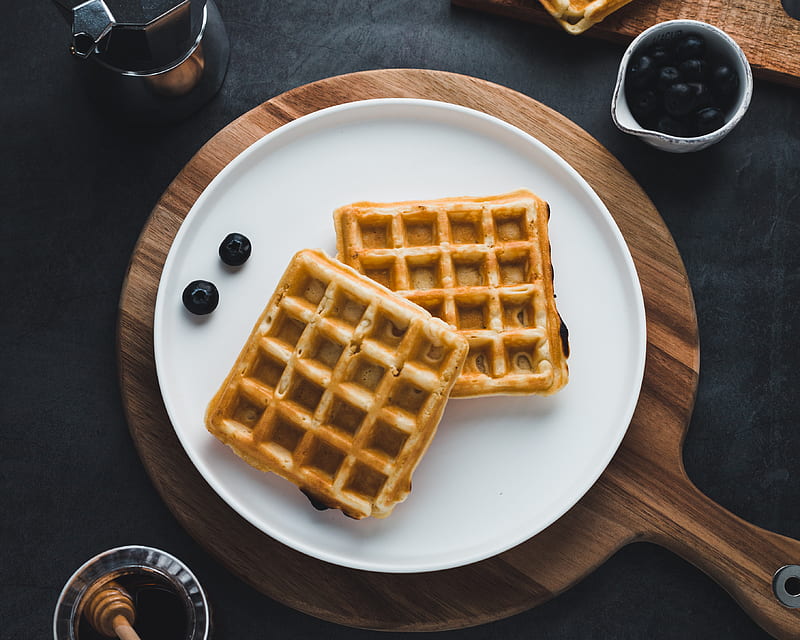 waffles on plate, HD wallpaper