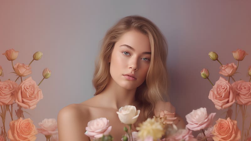 ᰔᩚ, Flowers, Model, Woman, Young, HD wallpaper