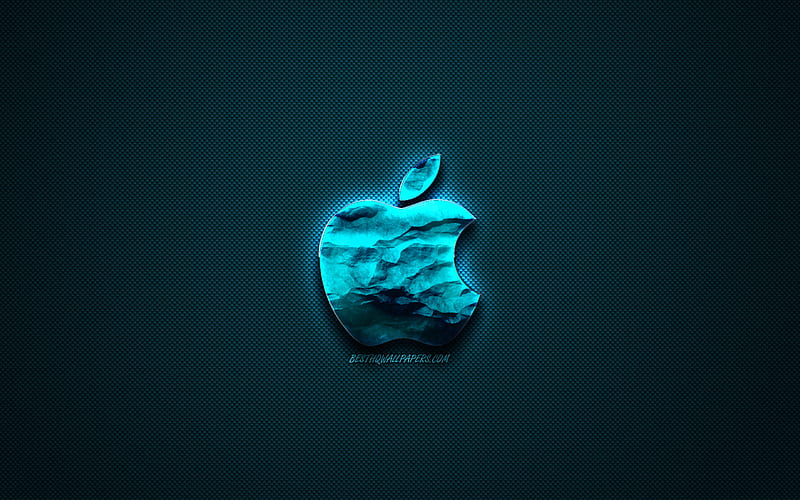 Apple blue logo, creative blue art, Apple emblem, dark blue background ...