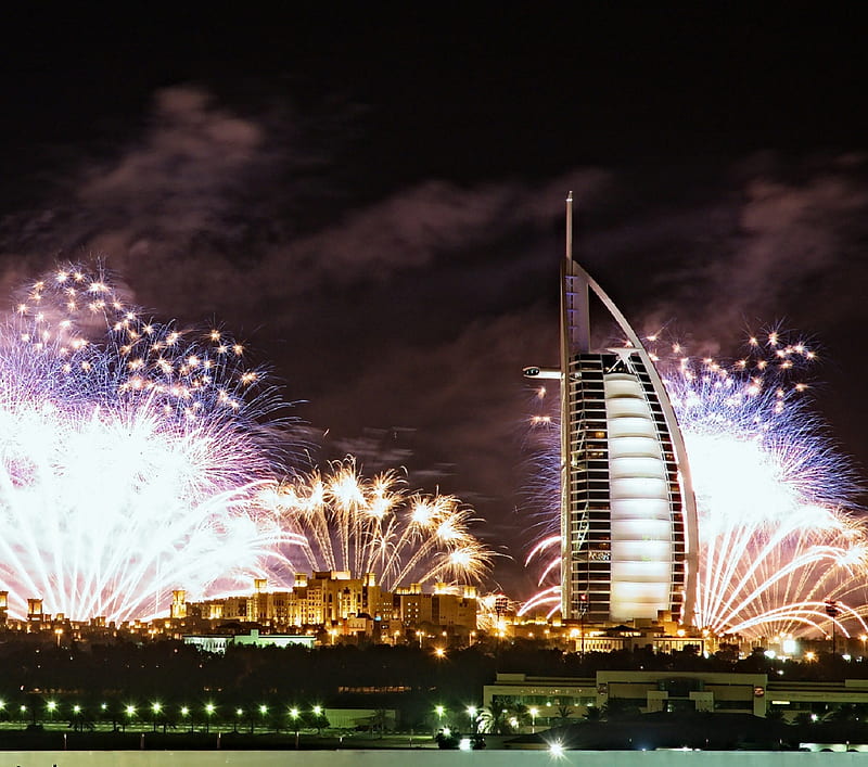 Dubai New Year, dubai, fireworks, new, year, HD wallpaper