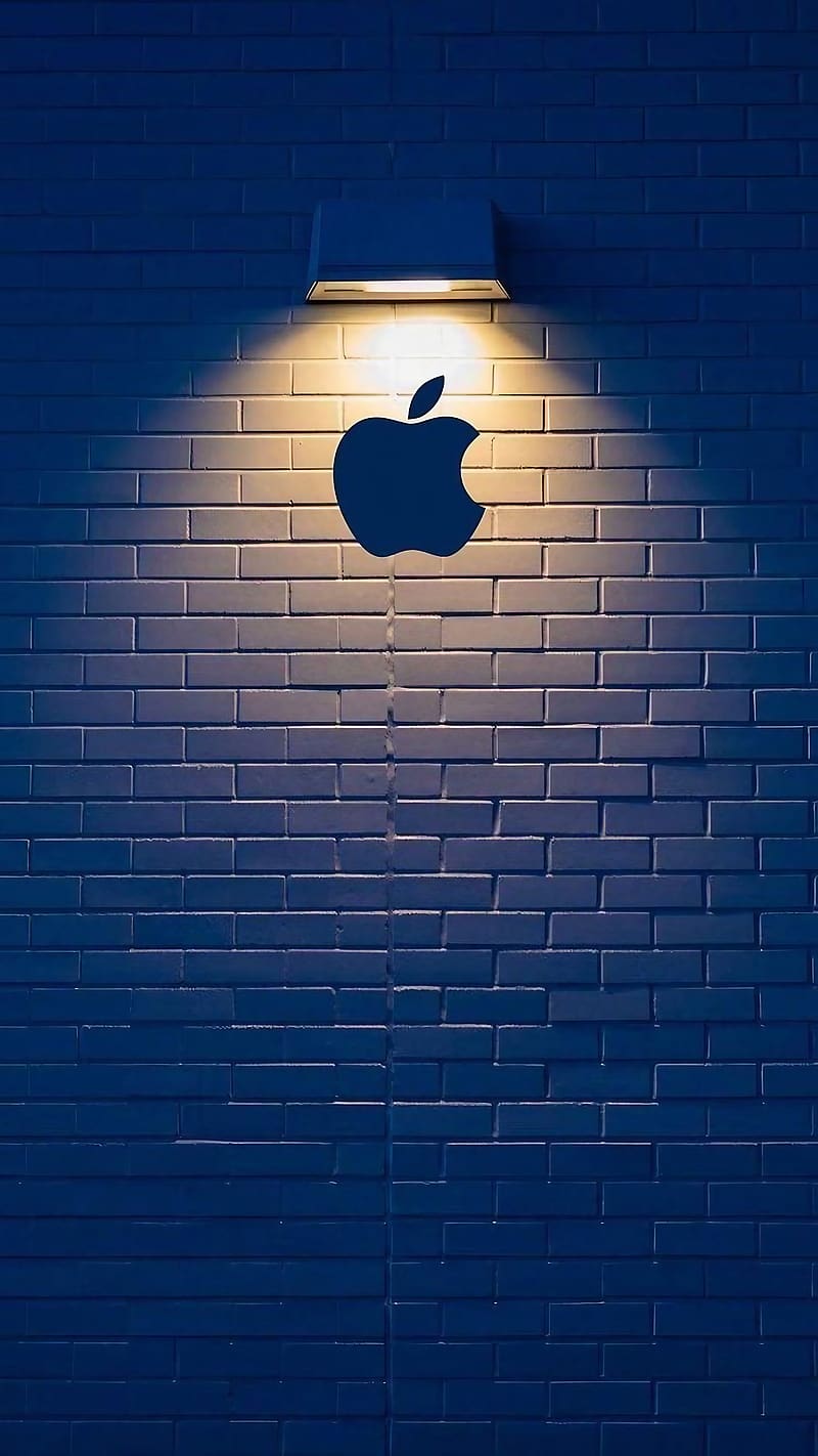 Apple Phone Ka, Apple Logo Under A Spotlight, apple logo, spotlight, wall background, HD phone wallpaper