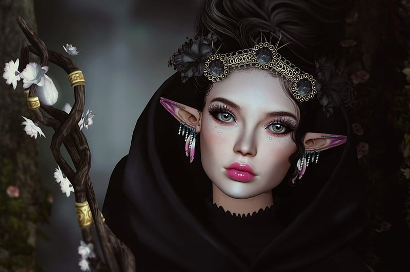Elf face, art, fantasy, elf, face, woman, HD wallpaper Elf face, art, fantasy, elf, face, woman, HD wallpaper