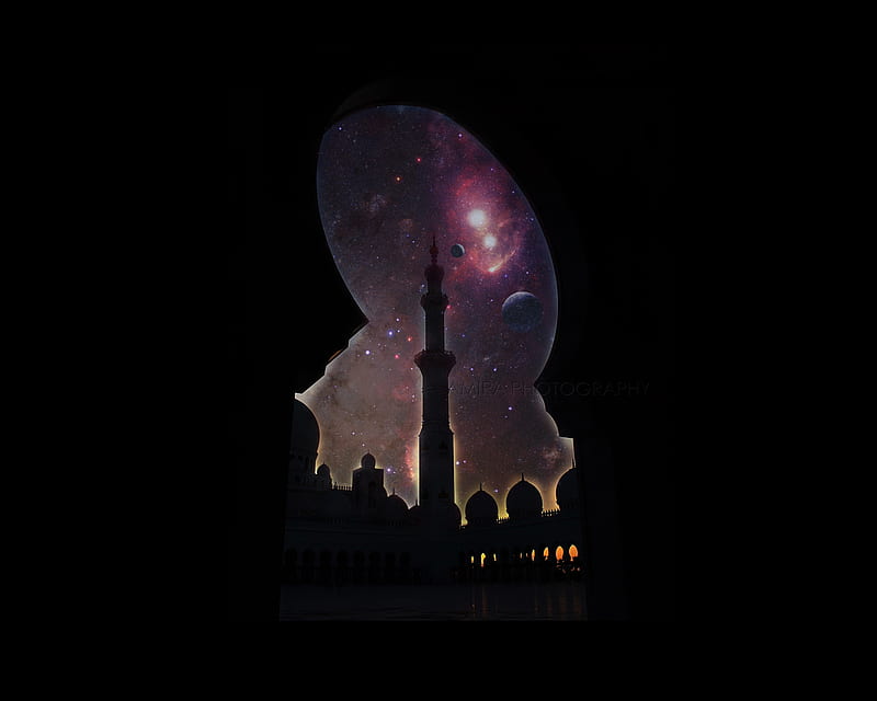 Zayed Mosque Stars, abu dhabi, galaxy, islam, islamic, uae, HD wallpaper